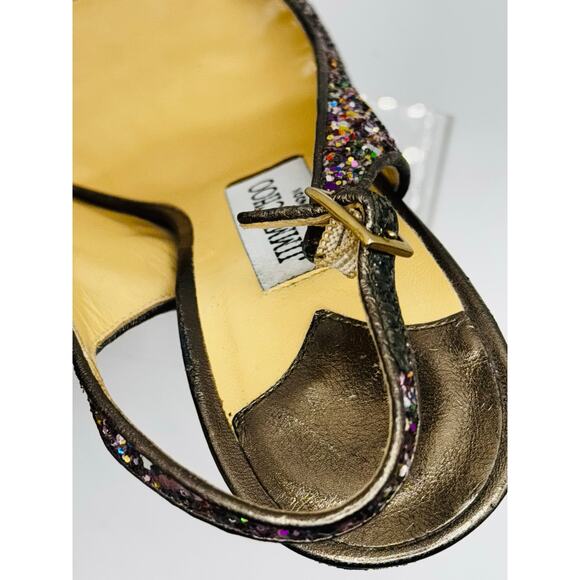 Jimmy Choo CLUE Multicolor Glitter Slingback Platform Open Sandals in sz 39.5 - Picture 5 of 14